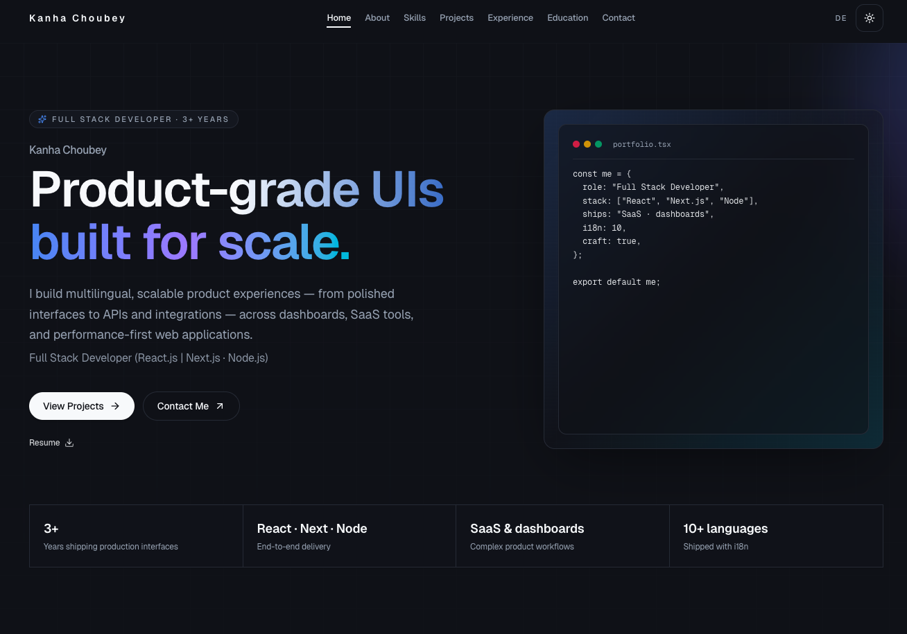 Kanha Choubey - Full Stack Developer | React.js | Next.js | Python
